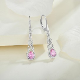 Starchenie Earrings 925 Sterling Silver Birthstone Cubic Zirconia Infinity Pendant Earrings for Women, Sterling Silver, Cubic Zirconia