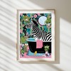 Parmaro Zebra in Bathroom Print, Zebra in Bath Print, A4