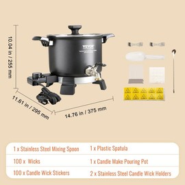 VEVOR 10 L Wax Melter for Candle Making, Extra Large Electric Wax Melting Pot, with Easy Pour Spout and 9-level Temp Control, Easy Clean for Candle Soap Cream Beauty Bulk Production Business or Home:_5 L