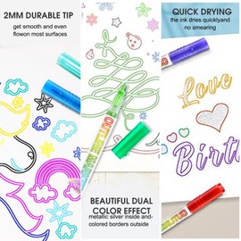 Stocking Stuffers for Kids Teens, 36pcs Shimmer Markers Outline Markers, Gifts for 4-12 Year Old Girls, Glitter Metallic Outline Markers for kids Arts Crafts Chriatmas Gifts for Teenagers Girls