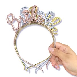 GRUPO CARNAVALLIA Paquete 3 Diademas de Plástico para Despedida de Soltera Bride Colores Metálicos Dorado Fucsia Oro Rosa Accesorio para Bachelorette Party