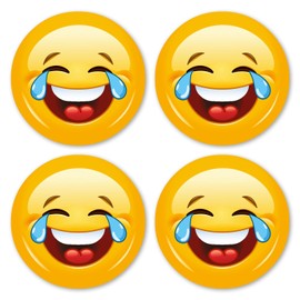 Set of 4 Smiley Stickers Tears I kfz306 I Round Diameter 5 cm I Emoticon Sticker Laughing for Smartphone Tablet Laptop Scooter Door Car and More I Weatherproof