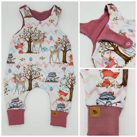 STRAMPLER BOHO WALDTIERE weiß altrosa (80)