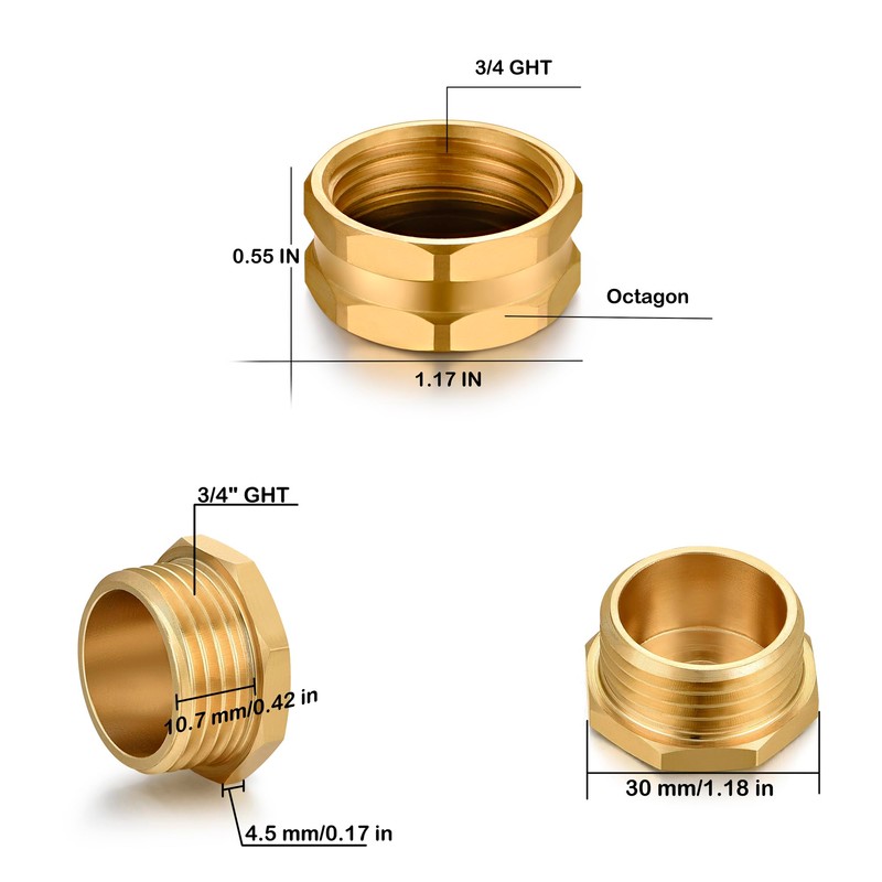 YELUN 3/4"Garden Hose End Caps,Brass Garden Hose Cap Male Brass