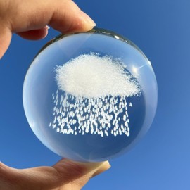 3D Rain Cloud Crystal Ball Paperweight 60MM Glass with Stand Room Decor Decorative Balls Home Office Ornaments (Rain Cloud, 6 * 6 * 6CM)