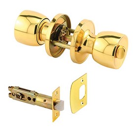 Prime-Line MP65041 Privacy Knob, Fits 2-3/8 In. and 2-3/4 In. Backset, Tulip, Brass (Single Pack)