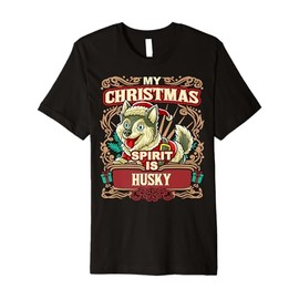 Husky My Christmas Spirit Dog Santa Claus Elf Reindeer Premium T-Shirt