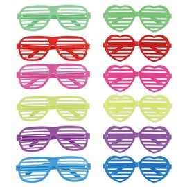 12PCS Neon Glasses, Neon Shutter Shades Sunglasses, Colorful Neon Party Accessories Glasses, 80s Disco Shutter Glasses, Fancy Dress Glasses Party Accessories for Adults and Kid 80s Party (6 Colors)