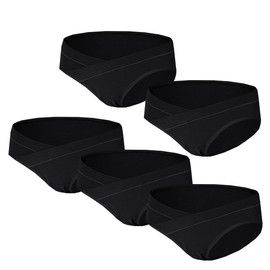 Lohhbve Maternity Knickers V Shaped Belly Support Briefs Cotton Breathable Pregnancy Panties Women's Postpartum Pack of 5