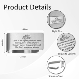 PUVOXHO May God's Angels Ride with You Engraved Stainless Steel Car Visor Clip, Truck Visor Car Accessories, Safe Driving Religious Gifts for Trucker, Father's Day Birthday Gifts for Man Husband Dad