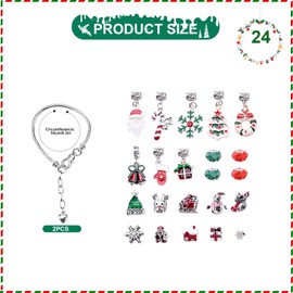 Christmas Jewellery Advent Calendar,Charm Bracelet Advent Calendar 2024,Jewellery Advent Calendars Countdown Gifts Boxes DIY Charms Bracelet Jewelry Xmas Gifts for Girls-22pcs Charms,2 Bracelets