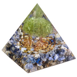 Amogeeli Handmade Tree of Life Orgone Crystal Pyramid, Healing Stone Pyramid for Reiki Meditation Decoration