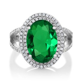 Gem Stone King 5-10 Cttw Gemstone Birthstone Ring For Women | 925 Sterling Silver | Oval 14X10MM | Wedding Engagement Anniversary Promise Ring For Women | Available In Size 5, 6, 7, 8, 9