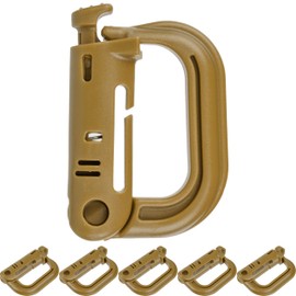 6 Pcs D Shape Plastic Carabiner Hook Brown Molle Carabiner for Tactical Gear Belt Backpack Keychain Plastic Carabiner Clip Belt Tab ABS Outdoor Hanger Hook
