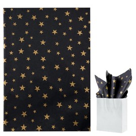 Star Tissue Paper,20sheets 50x35cm Christmas Tissue Paper for Wrapping Gifts,Black Gold Star Wrapping Paper for Wedding Birthday Gift Wrapping Paper