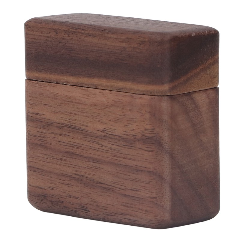 Ring Box Walnut Magnetic Cover Inlay Fleece Portable Wooden Wedding