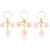 TUCEWP 3Pcs Cute Flower Keychain for Women Girls Pink Enameled