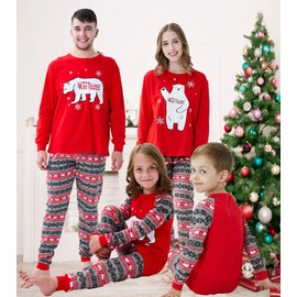 Demifill Family Matching Pajamas Christmas Bear Pajamas Holiday Sleepwear Sets Women M Red