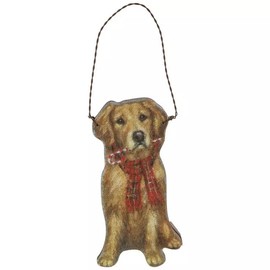 Golden Retriever with Christmas Scarf Ornament