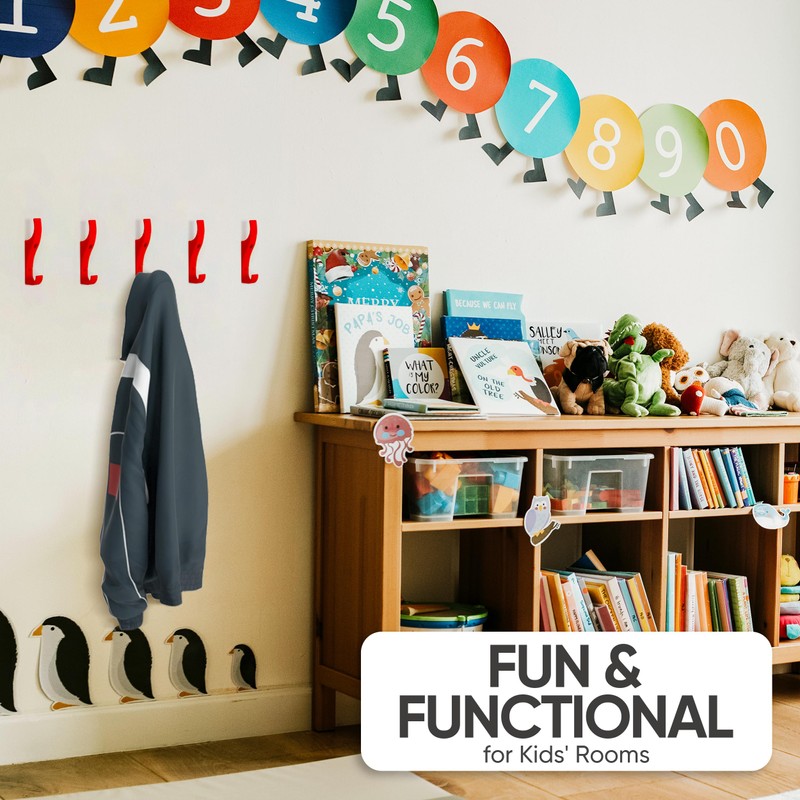 TOUGHOOK Unbreakable Plastic Safety Coat Hooks 10 Pack (Red)