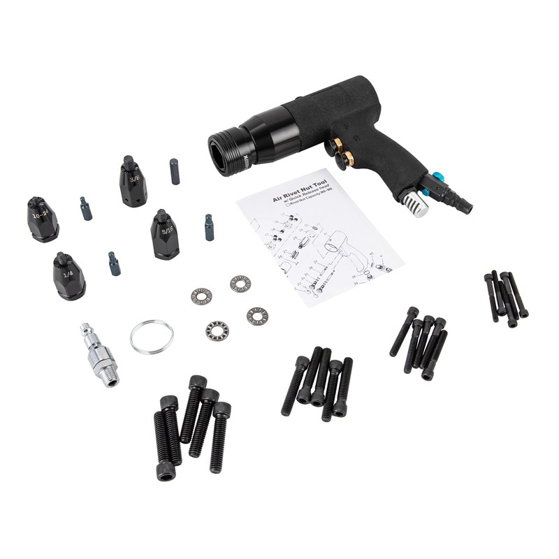 Pneumatic Rivet Nut Gun 10-24", 1/4", 5/16", 3/8" Gun Heads
