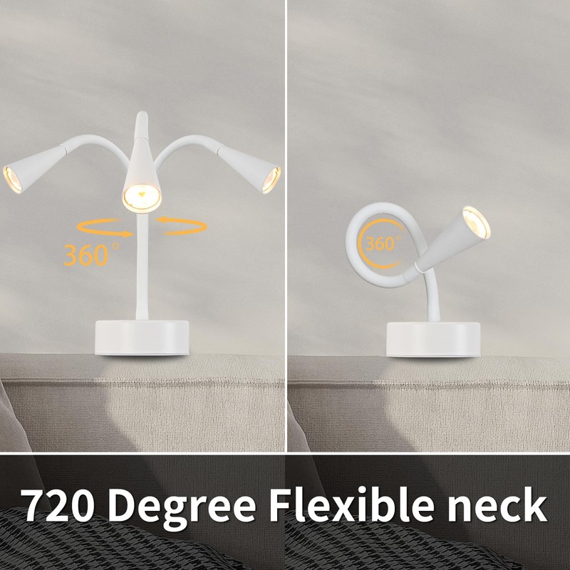 White Headboard Reading Light, No Drilling Wall Mounted Reading Lights