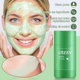 2 Stück Green Tea Mask Stick, Grüner Tee Cleansing Maske Stick, Green Mask Clay Stick, Befeuchtet und Kontrolliert Öl, Regulieren Sie den Wasser-Gesichtsmaske für Die Hautpflege Purifying
