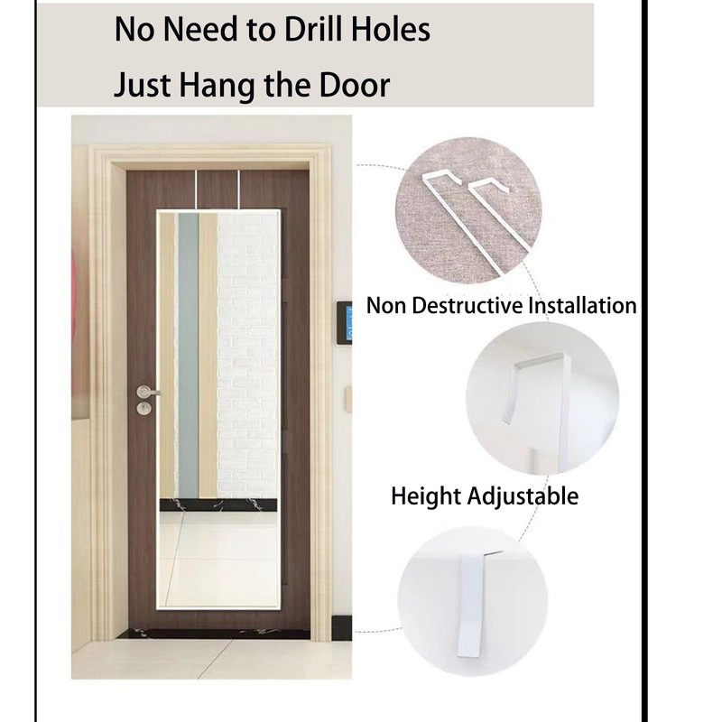 YUMMIS 1Pair White Over The Door Mirror Hanger, Adjustable 4-Level