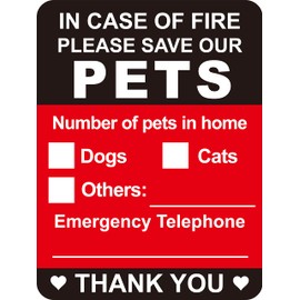 Pets Inside Fire Save Our Pets Sticker,MeshaKippa 5pcs 4x5.3 inch Pet Inside Emergency Save Pet Sticker for Door,Rescue Sticker for Home Window