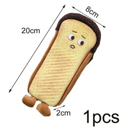 Tumao Pencil Case, Plush Pencil Case, Cute Food Toast, Pencil Case, Funny, Food, Funny Design, Pen Case, Large Capacity, Stationery, Stationery Case, Unisex, Birthday Gift, Brown, Chinese
