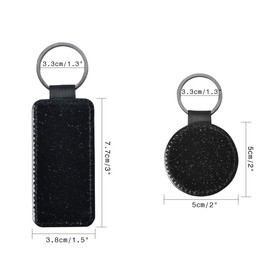 BUUFAN 12 PCS Sublimation Blank Keychain Heat Transfer PU Leather Keychain Set Round Rectangle Shape keychain for Present DIY Making