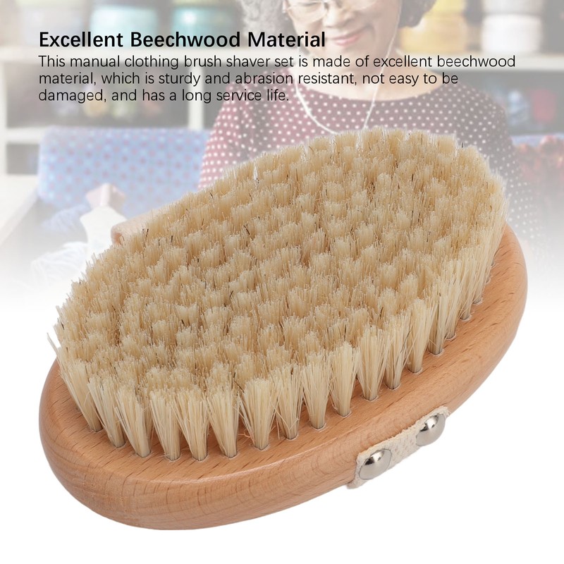 2PCS Set Sweater Cleaning Shaver Set Oval Beech Wood Bristle