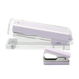 Purple Stapler Staples Remover Clear Acrylic Desk Stapler Manual Stapling tool Cute Staple Remover Kit for Home School Office Desktop Accessories Stationery Supplies (Purple)