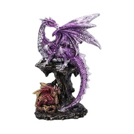 Nemesis Now Hatchling Protection Dragon and Dragonling Parent Figurine Purple 6"