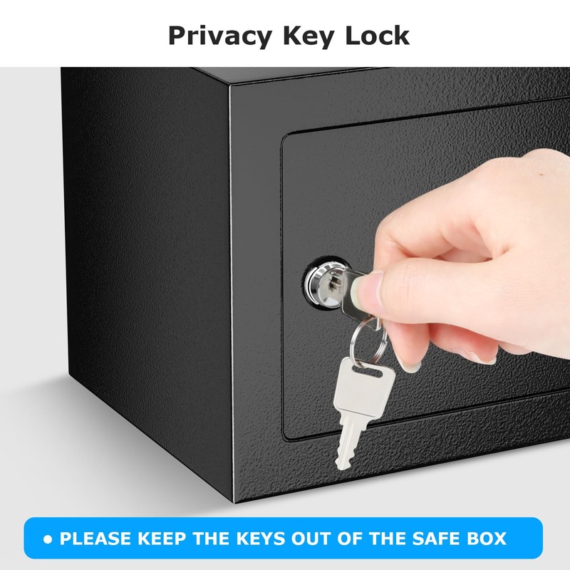 Bonsaii Safe Box with Key Lock, Steel Security Lock Box,