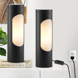 LEDIARY Kosher Lamp, Reading Lamp for Shabbos, Black Table Lamps and Nightlight for Living Room Bedroom, T10 Bulb Included (4W Eqv 40W, 400LM, 3000K)-2 Pack