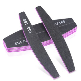 Nail Files, Professional Nail File,12PC 100/180 Grit Double-Sided Emery Board Nail File Set, Washable Nail Files Tools for Manicure (Black)