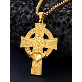 Shusukue Cross Pendant Chain 925 Sterling Silver Rose Cross Vintage Necklace Crucifix Chain Gothic Religious Jewellery Gift for Women Men Girls Boys, Sterling Silver