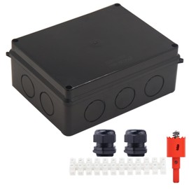 Electrical Box, Outdoor Waterproof Box IP65 Junction Box with Reserved Holes,ABS Plastic Project Box Power Cord Enclosure Black 7.9 x 6.1 x 3.1 inch(200x155x80mm)