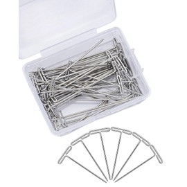 TPZORJX 100 Pieces Wig Needles Set, 27 mm T Needles, T-Shape Padding Needles, with a Plastic Box, T Pins, Strong Steel T-Pins for Blocking Wigs, Sewing, Crafts, DIY