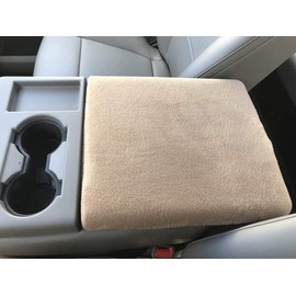 Car Console Covers Plus Made in USA Designed for Ford F150 F250 with 40/20/40 Jump Seat Models 2014-2024 Fleece Center Console Armrest Cover for Console Image Shown and Lid Must Open Tan