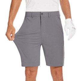 JWM Mens 7"/9" Stretch Golf Shorts - Lightweight Hybrid Casual Dress Work Flat Front Shorts with 5 Pockets Quick Dry UPF50 Gray
