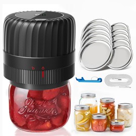 KITOOL Electric Mason Jar Vacuum Sealer Kit for Wide-Mouth & Regular-Mouth Mason Jars, Food Saver Vacuum Canning Sealer Machine Includes 10 Jar Lids