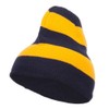 Striped Knit Short Beanie - Navy Gold OSFM