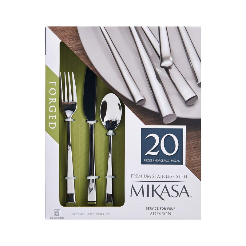 Mikasa, Addison Flatware Service for 4, 20 Piece Set, 18/0