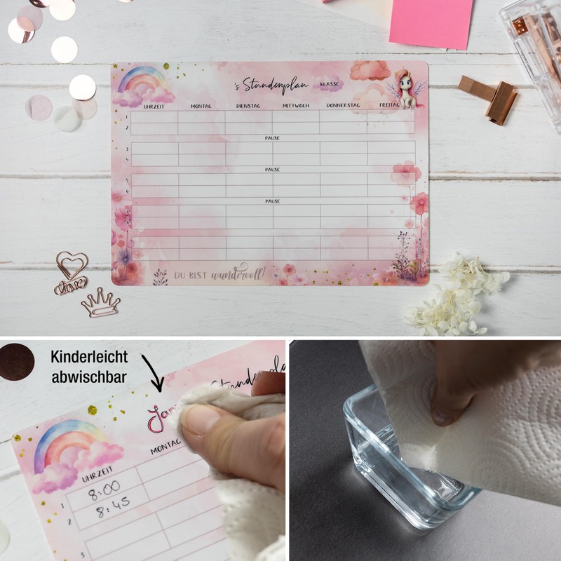 TOBJA Unicorn timetable wipeable - sticks to all smooth surfaces,