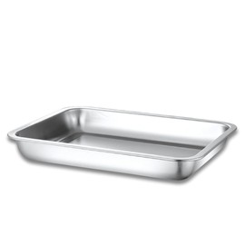 Inserto de Acero Inoxidable de Diferentes tamaños, Charola para Mantener la Comida Caliente en el Buffet. Charola Para Botana También Puede Usarse para Hornear Alimentos. (32X22X4.8CM)