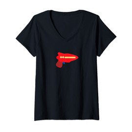 Womens Sci- Fi Alien Ray Gun Toy Laser Gun V-Neck T-Shirt