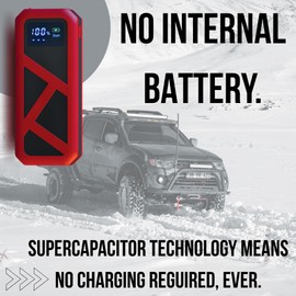 Novus Start Super Capacitor Jump Starter: No Prep Needed, No Internal Battery, Eco-Friendly & Maintenance-Free Car Accessory, No Need to Pre-Charge, 800 Amp Power, Designed for Any 12V Gas Engine