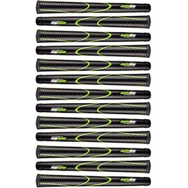JumboMax Pack of 13 Tour Series Golf Grips - Black with Lime Green Trim Std Oversize (SO) (+ 1/16)